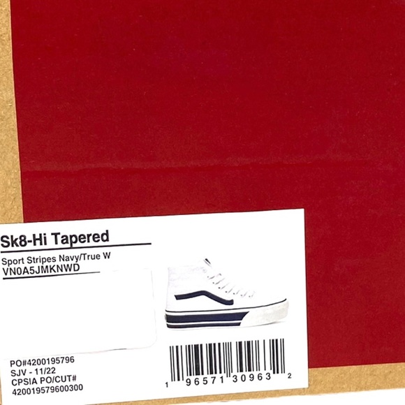 VANS Sk8-Hi Tapered Sport Platform Shoes White Navy Canvas Women's VN0A5JMKNWD - Picture 8 of 9